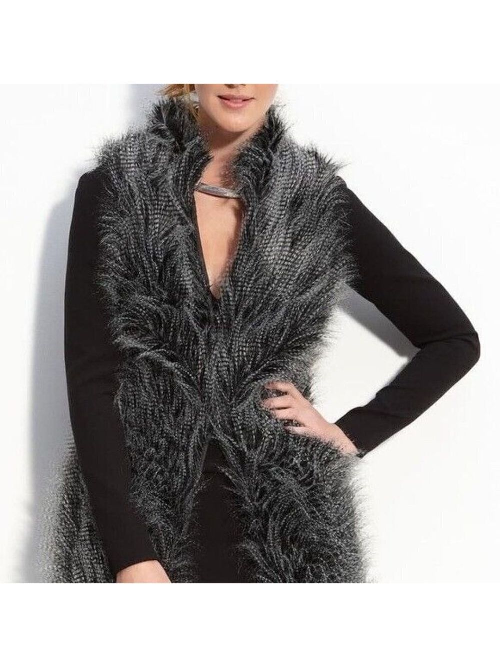 Michael Kors Faux  Raccoon Fur Vest Grey Size S